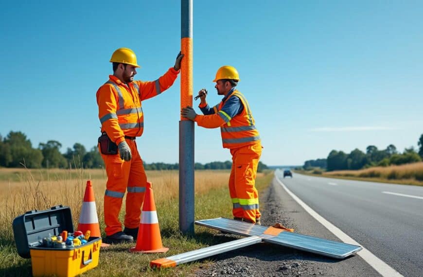 expertise en maintenance : balisage, fixations et remplacement pour sécuriser efficacement les poteaux de signalisation et garantir la sécurité routière.
